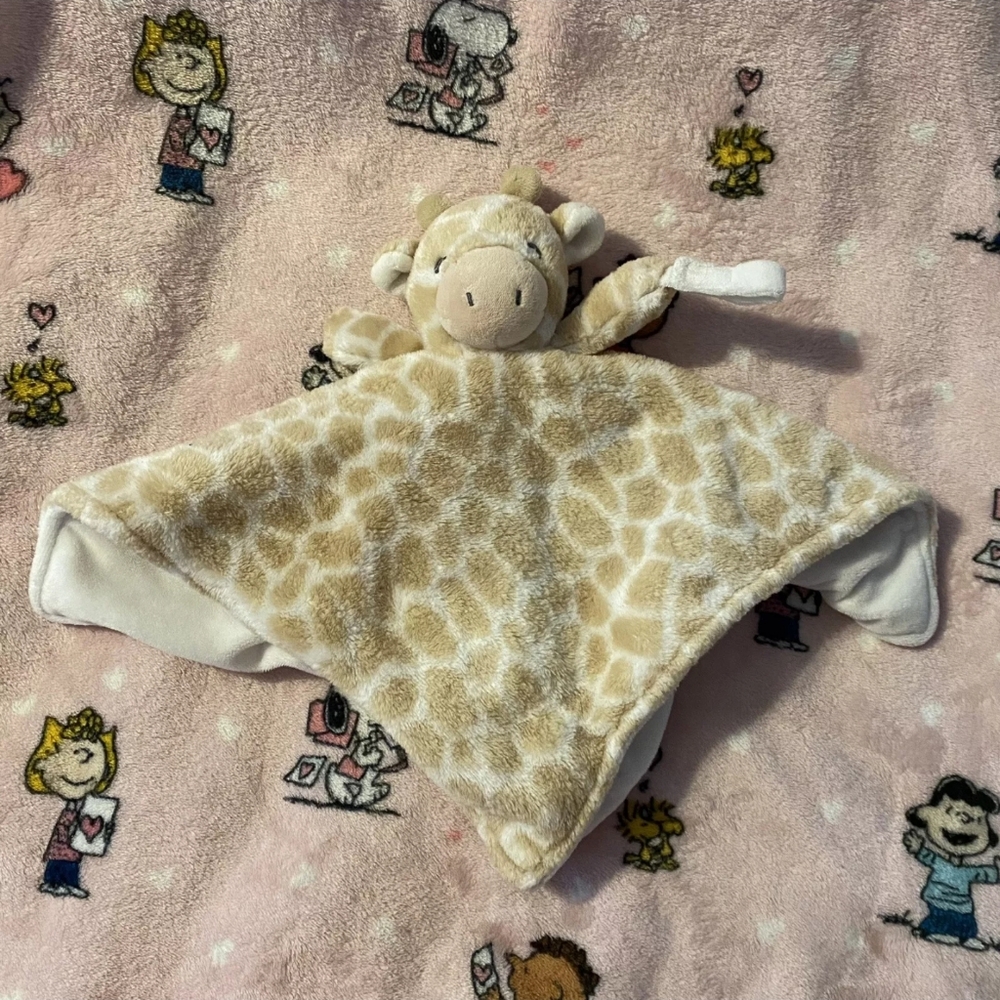 Carters Giraffe Plush Baby Lovey Security Blanket Pacifier Holder Strap Tan 2016